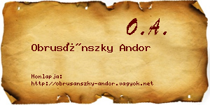 Obrusánszky Andor névjegykártya